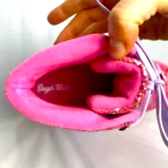 Sugar Thrillz Pink Glitter Rainbow Roller Skates with Extra Derby Laces Size 10M - Picture 5 of 9